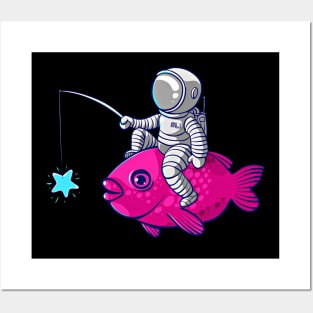 Astronaut on Fish Posters and Art